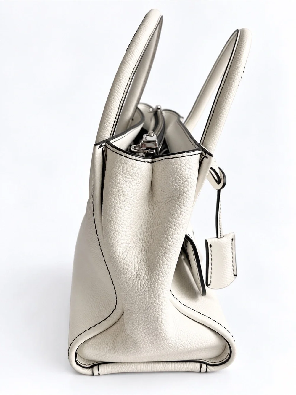 Marc Jacobs Lock That Leather Tote Star White Satchel + Shoulder Strap